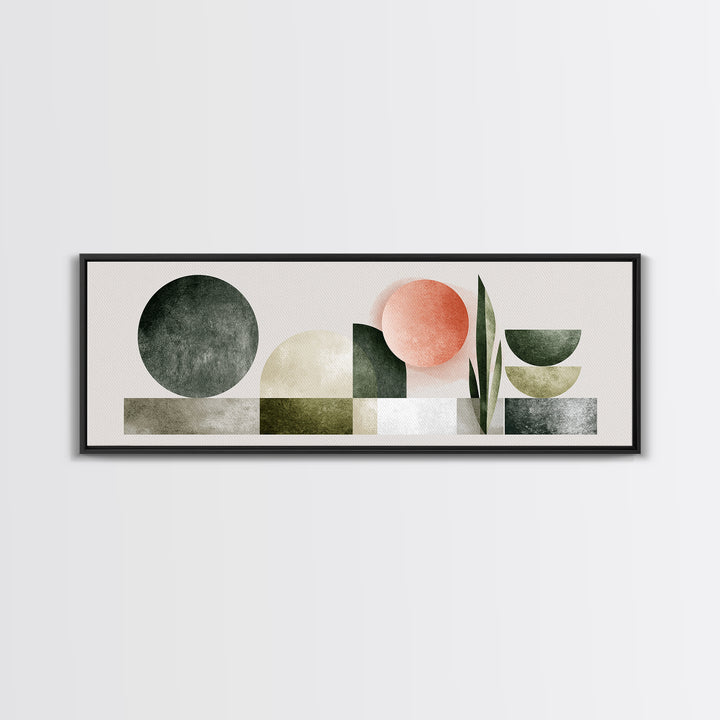 Sage and Ivory Geometric Calm Composition Canvas Print, Spa Art, Hair Salon Wall Art, Spa Decor, Abstract Art, Serenity, SPA-3x1-85