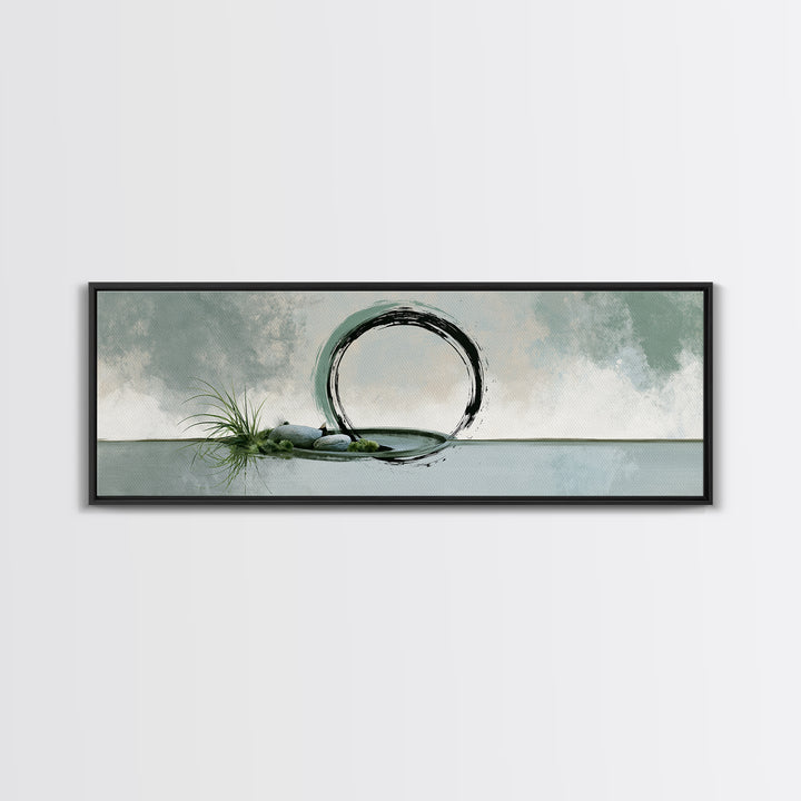 Minimal Zen Circle Brushstroke Canvas Print, Spa Art, Room Decor, Spa Decor, Fine Art, Serenity, Nature Prints, Travel Poster, SPA-3x1-96
