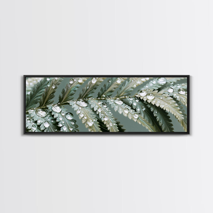 Fern Leaf Closeup Framed Canvas Print, Spa Art, Botanical Art, Spa Decor, Oil Painting, Serenity, Fashion Wall Art, SPA-3x1-99