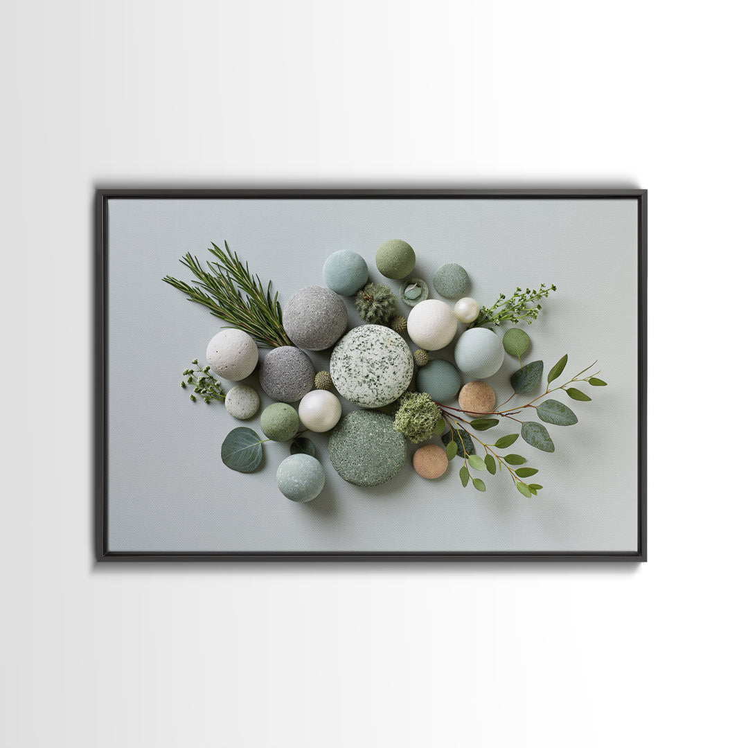 Botanical Herbal Arrangement Framed Canvas Print, Spa Art, Dog Wall Art, Spa Decor, Watercolor Art, Serenity, Dog Canvas, SPA-3x2-18