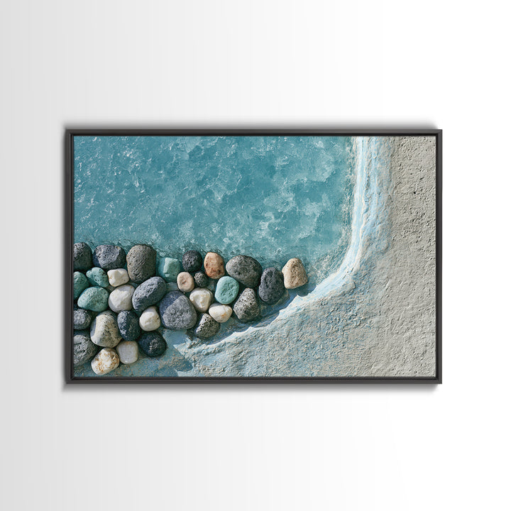 Blue Lagoon Water Seen from Above Framed Canvas Print, Spa Art, Teen Girl Room Decor, Spa Decor, Serenity, Luxury Decor, SPA-3x2-24