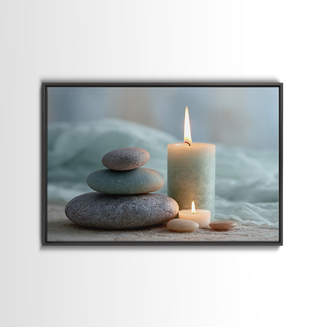 Warm Candle Flame Canvas Print, Spa Art, Hair Salon Wall Art, Spa Decor, Oil Painting, Serenity, Minimalist Decor, SPA-3x2-37