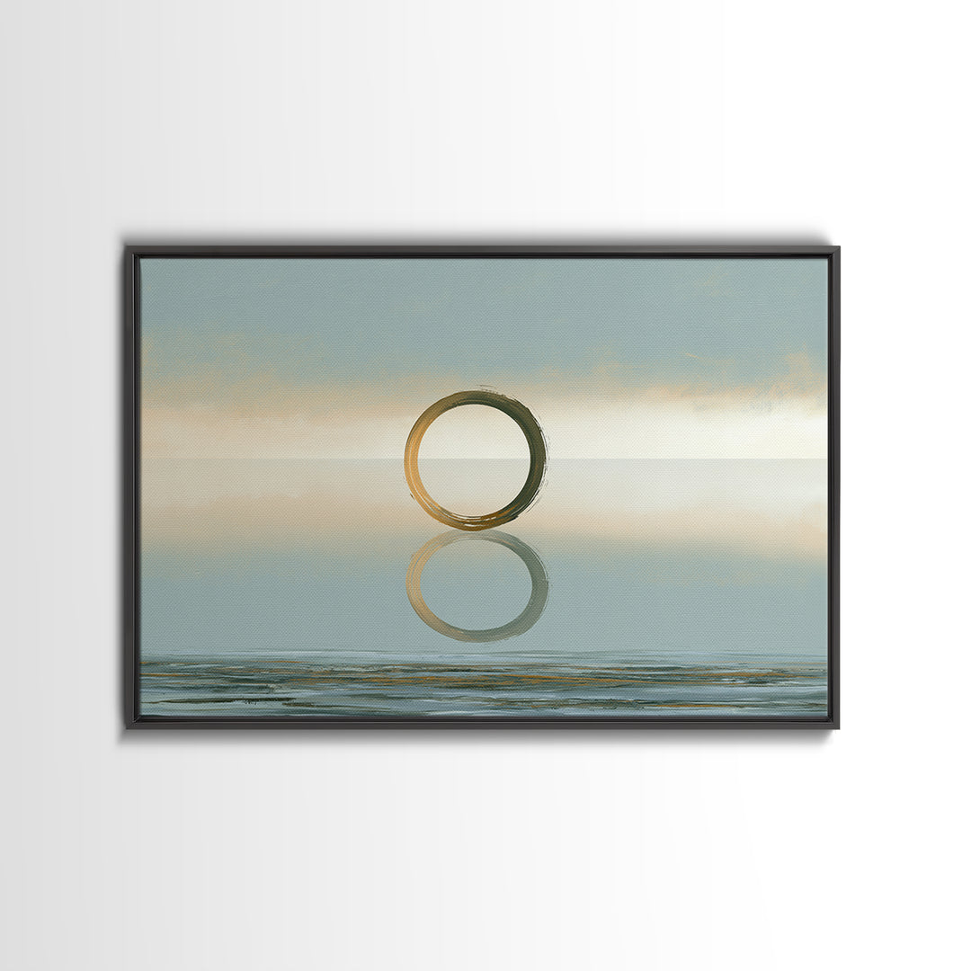 Minimal Zen Circle Brushstroke Framed Canvas Print, Spa Art, Room Decor, Spa Decor, Fine Art, Serenity, Nature Prints, SPA-3x2-60