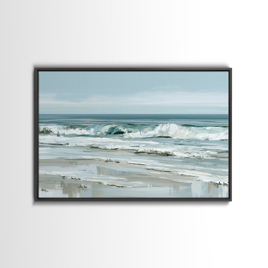 Coastal Horizon in Muted Spa Blues Canvas Print, Spa Art, Animal Art, Spa Decor, Serenity, Gallery Decor, Neutral Decor, SPA-3x2-62