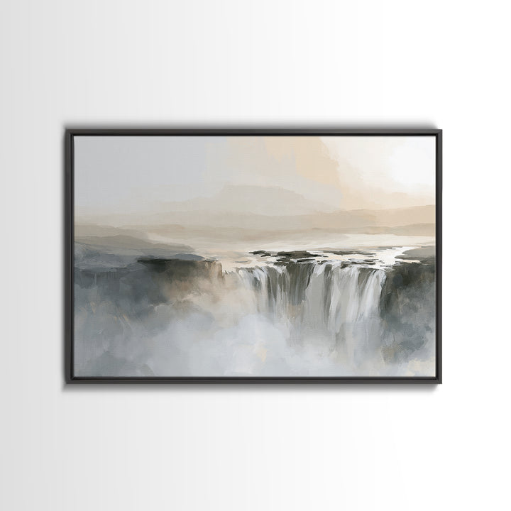 Serene Waterfall with Mist Framed Canvas Print, Spa Art, Fashion Wall Art, Spa Decor, Fine Art, Serenity, Modern Decor, SPA-3x2-70