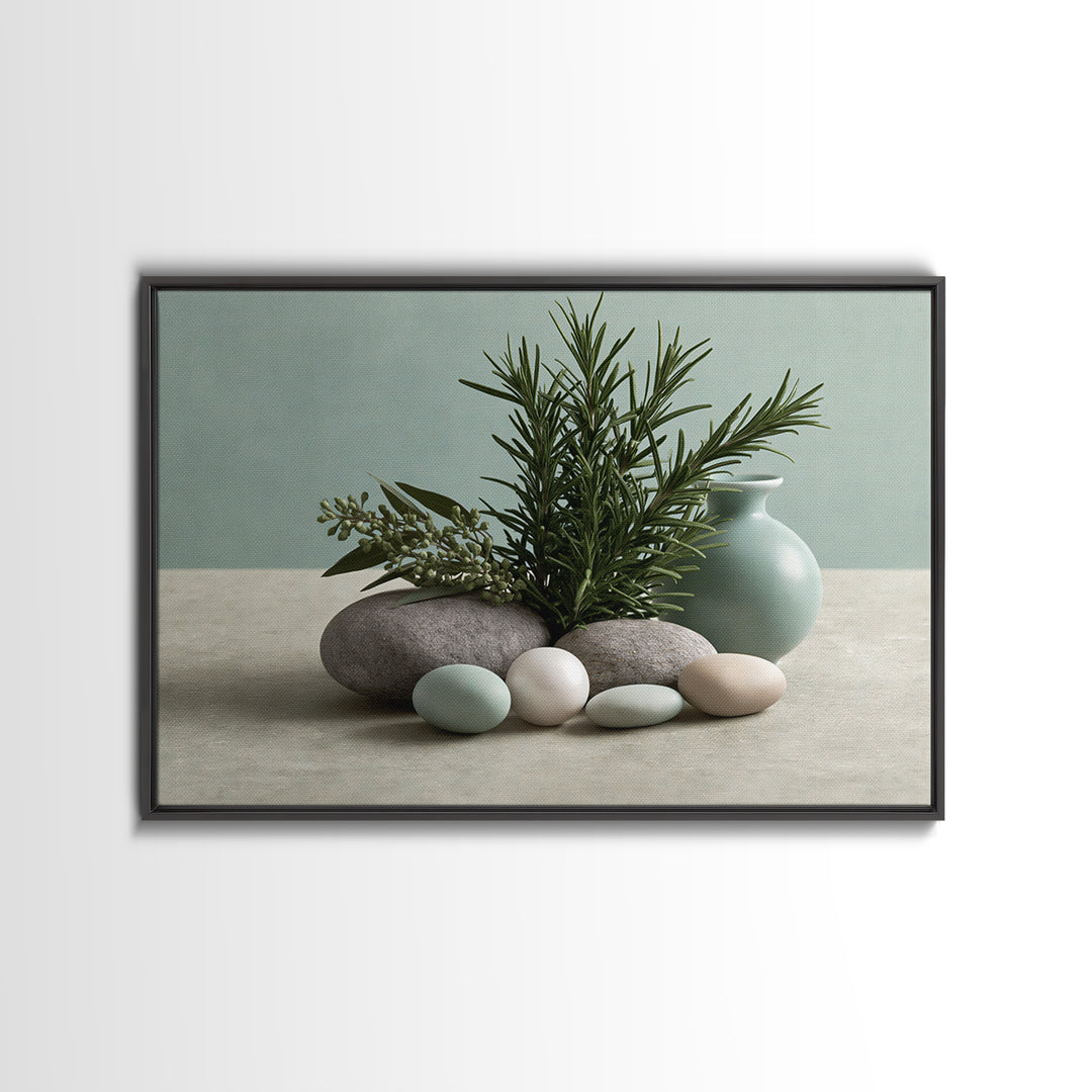 Botanical Herbal Arrangement Framed Canvas Print, Spa Art, Teen Girl Room Decor, Spa Decor, Fine Art, Serenity, Luxury Decor, SPA-3x2-90