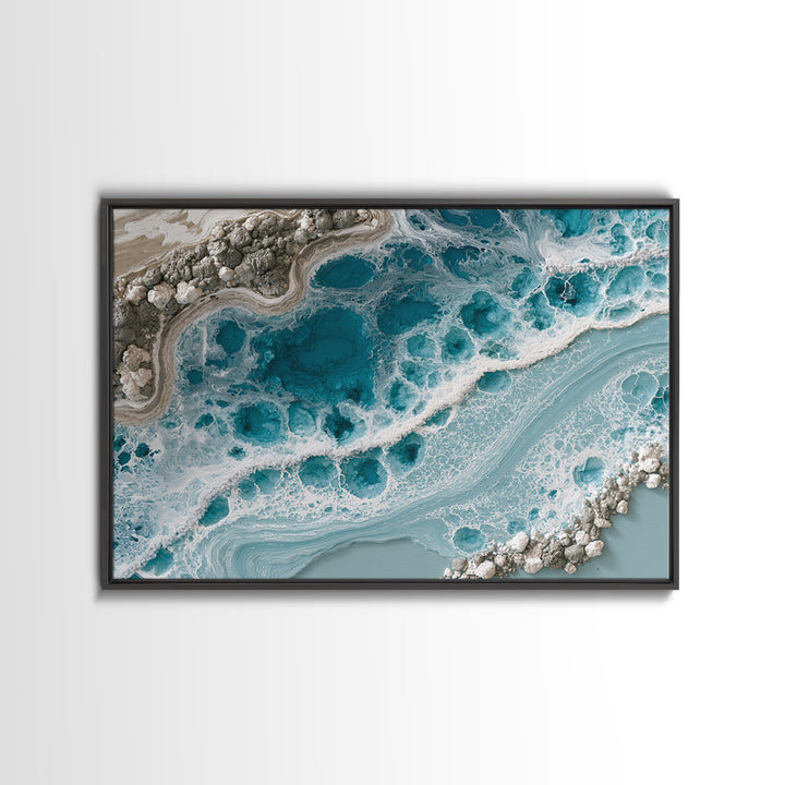 Blue Lagoon Water Seen from Above Framed Canvas Print, Spa Art, Printable Art, Spa Decor, Serenity, Fine Art Photography, SPA-3x2-96