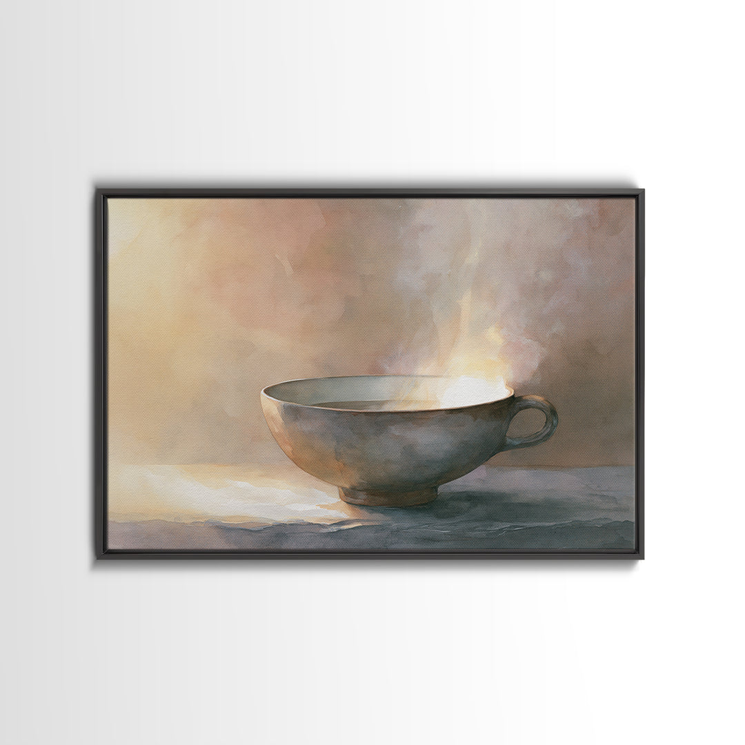 Tea Bowl and Steam Still Life Canvas Print, Spa Art, Esthetician Decor, Spa Decor, Fine Art, Serenity, Room Decor, SPA-3x2-98