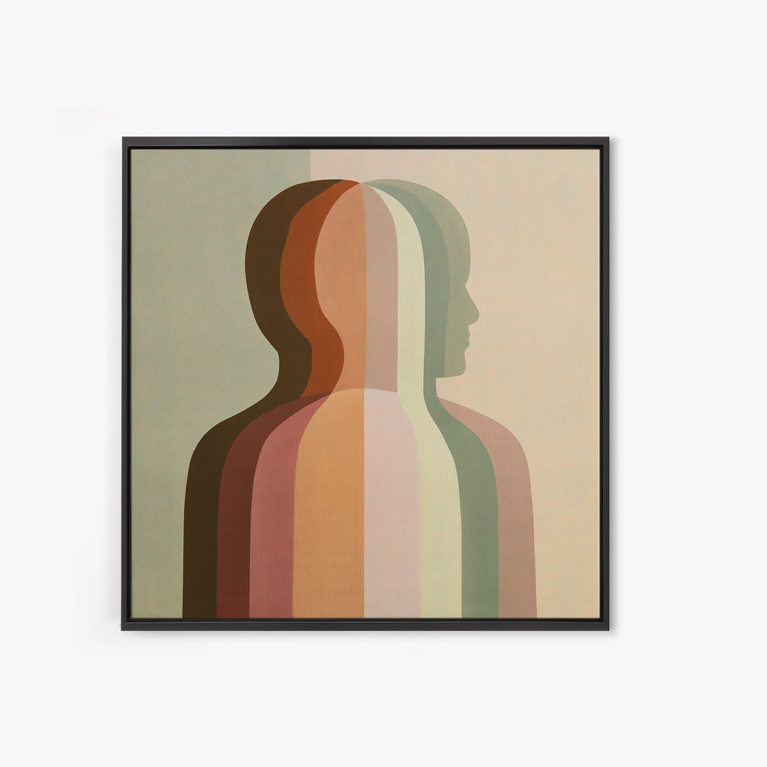Chakra Inspired Figure in Soft Colors Framed Canvas Print, Spiritual Art, Black Art, Living Room Decor, Fine Art, Spirit, SPI-1x1-7