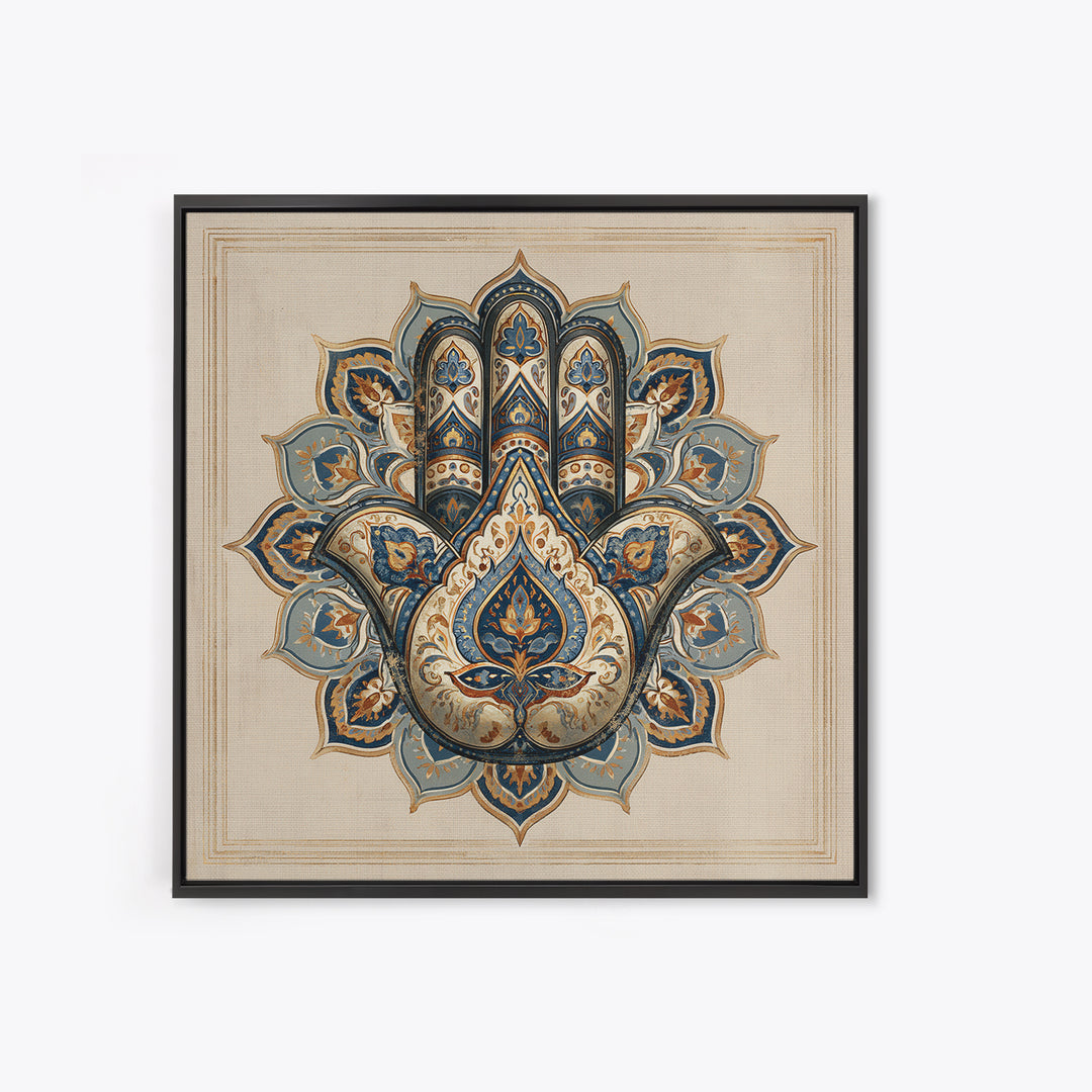 Protective Hand Motif Framed Canvas Print, Spiritual Art, Neutral Decor, Living Room Decor, Fine Art, Spirit, Wall Decor, SPI-1x1-71