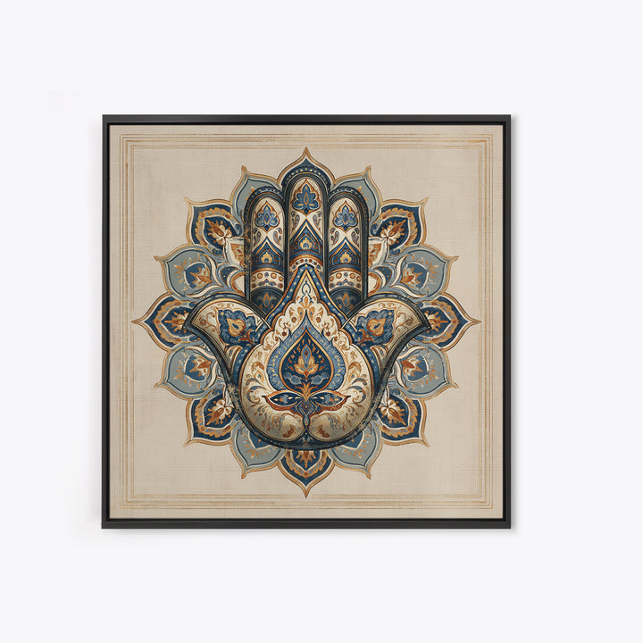Protective Hand Motif Framed Canvas Print, Spiritual Art, Neutral Decor, Living Room Decor, Fine Art, Spirit, Wall Decor, SPI-1x1-71