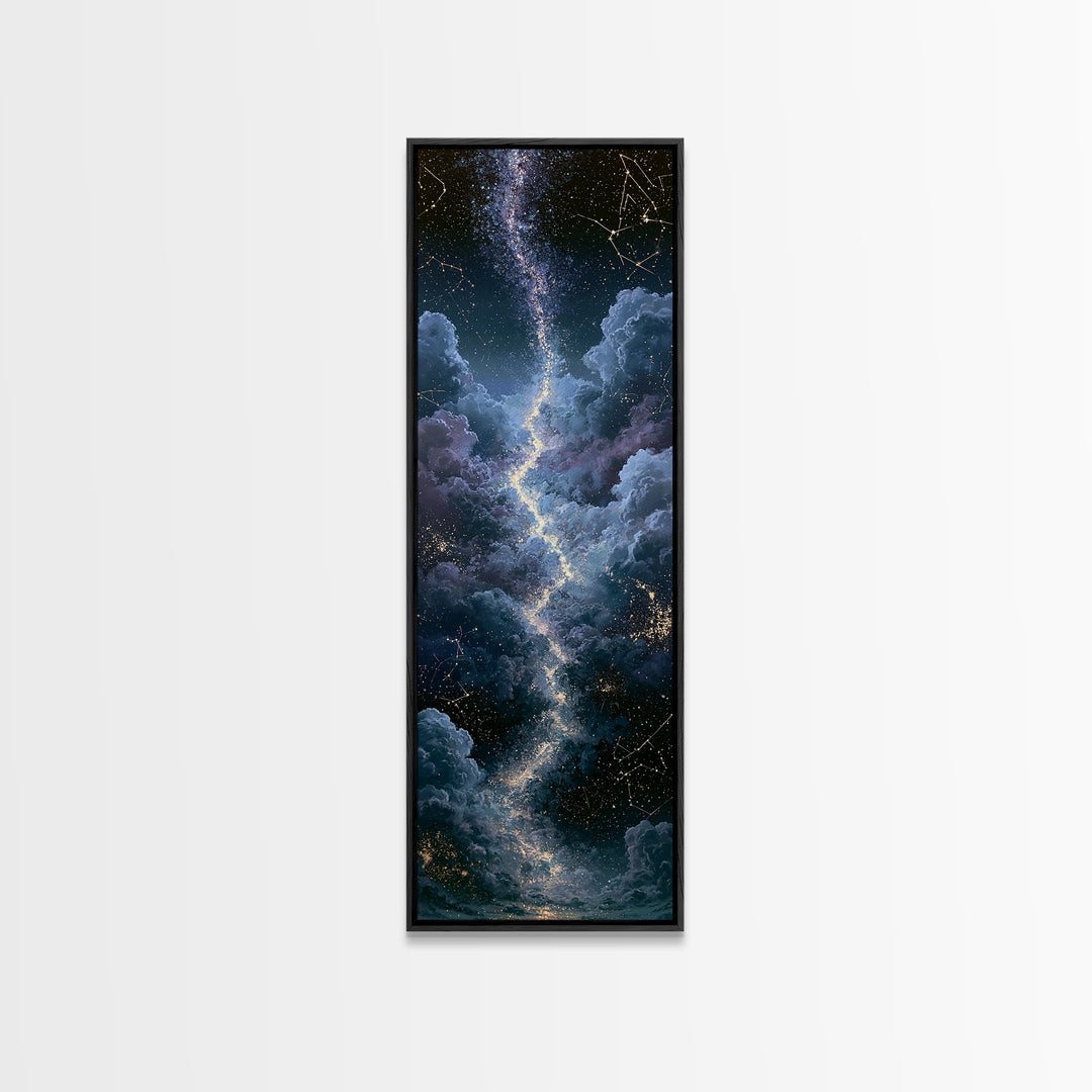 Celestial Staircase Through Clouds Framed Canvas Print, Spiritual Art, Wall Art Prints, Living Room Decor, Fine Art, Spirit, SPI-1x3-53
