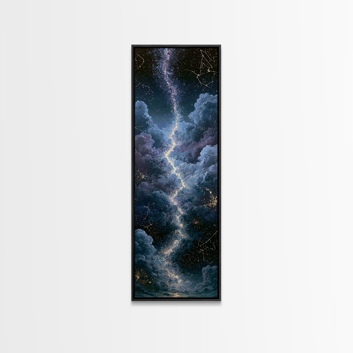 Celestial Staircase Through Clouds Framed Canvas Print, Spiritual Art, Wall Art Prints, Living Room Decor, Fine Art, Spirit, SPI-1x3-53