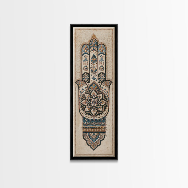 Protective Hand Motif Canvas Print, Spiritual Art, Poster, Living Room Decor, Spirit, Framed Wall Art, Canvas Wall Art, SPI-1x3-59