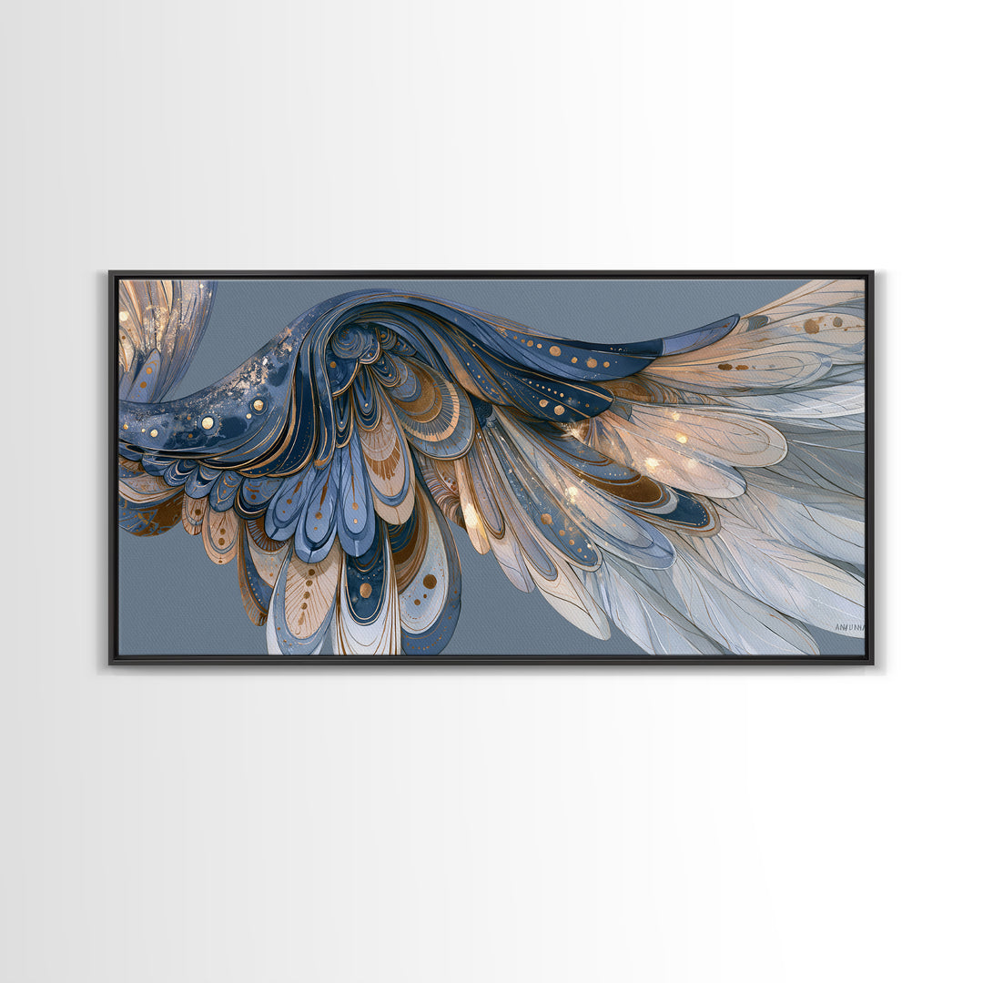 Angel Wings Emerging from Warm Light Canvas Print, Spiritual Art, Boho Wall Art, Living Room Decor, Oil Painting, Spirit, SPI-2x1-21
