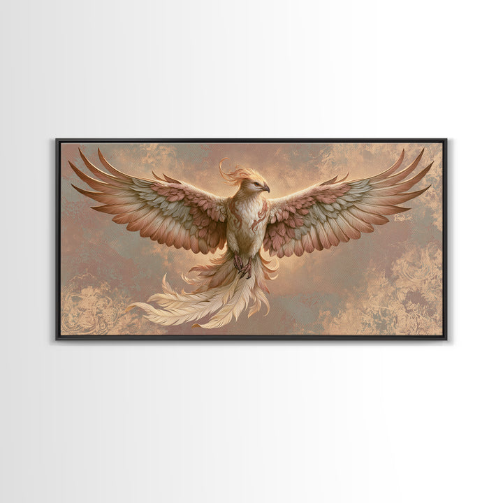 Phoenix Rising as Renewal Symbol Framed Canvas Print, Spiritual Art, Fine Art Print, Living Room Decor, Fine Art, Spirit, SPI-2x1-79