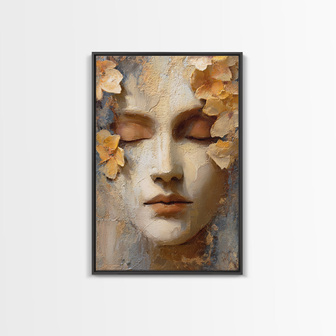 Third Eye Symbol Surrounded by Flowers Framed Canvas Print, Spiritual Art, Digital Print, Living Room Decor, Fine Art, Spirit, SPI-2x3-38