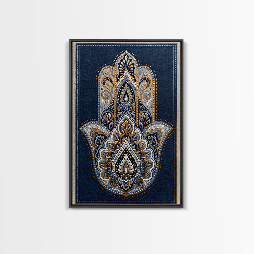 Protective Hand Motif Framed Canvas Print, Spiritual Art, Gallery Decor, Living Room Decor, Fine Art, Spirit, Poster, SPI-2x3-55