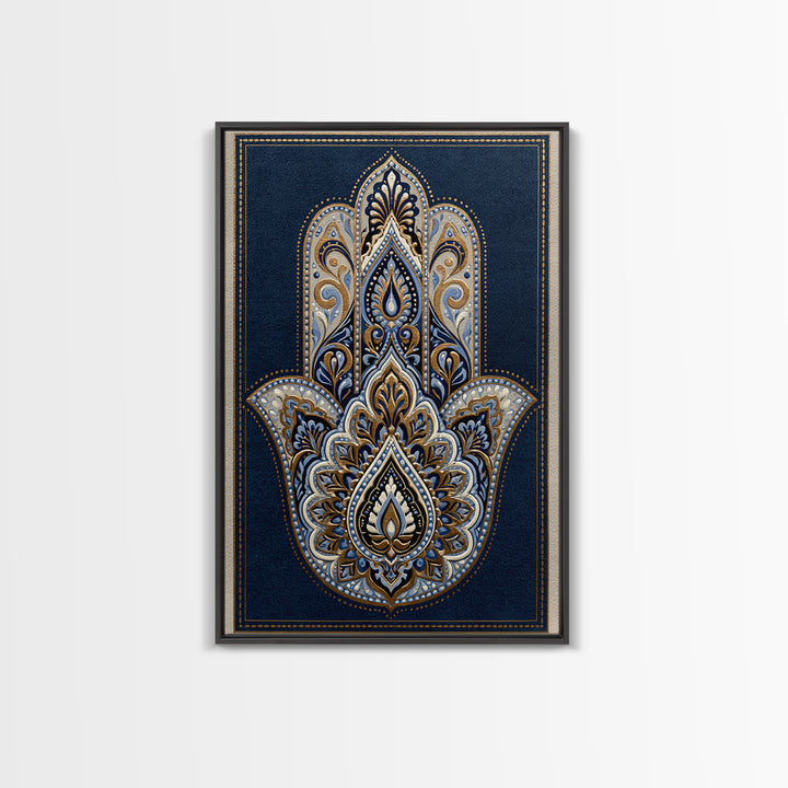 Protective Hand Motif Framed Canvas Print, Spiritual Art, Gallery Decor, Living Room Decor, Fine Art, Spirit, Poster, SPI-2x3-55