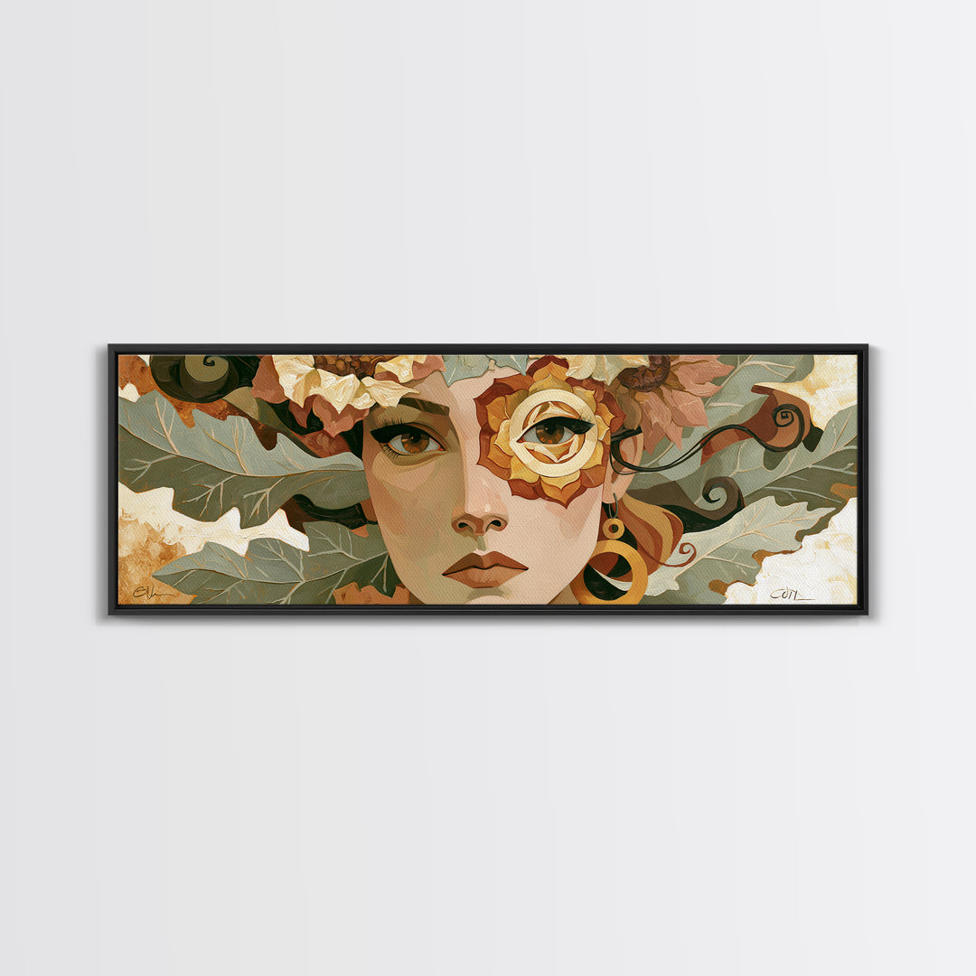 Chakra Inspired Figure in Soft Colors Framed Canvas Print, Spiritual Art, Art, Living Room Decor, Oil Painting, Spirit, SPI-3x1-23