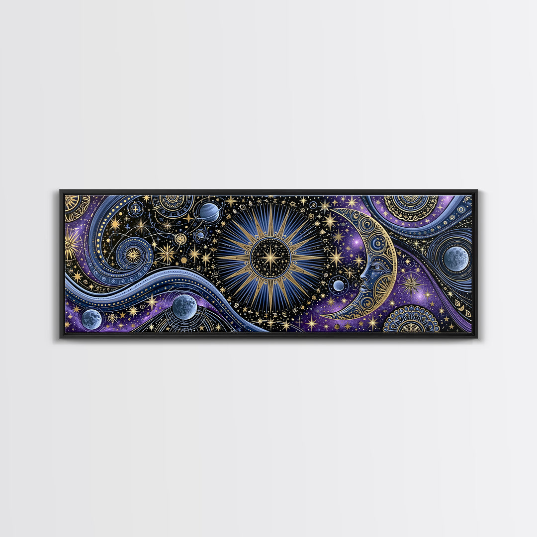Sun and Moon Spiritual Balance Composition Canvas Print, Spiritual Art, Wall Art, Living Room Decor, Fine Art, Spirit, SPI-3x1-48