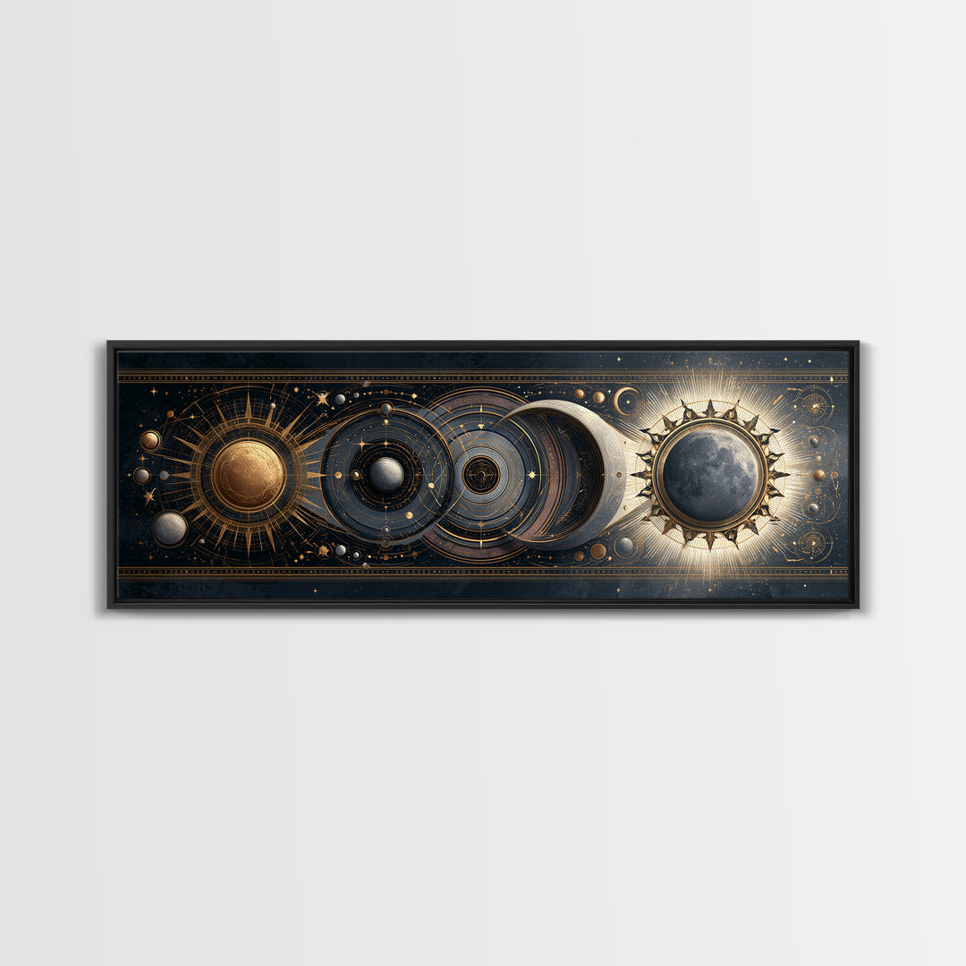 Sun and Moon Spiritual Balance Composition Canvas Print, Spiritual Art, Wallart, Living Room Decor, Fine Art, Spirit, SPI-3x1-96