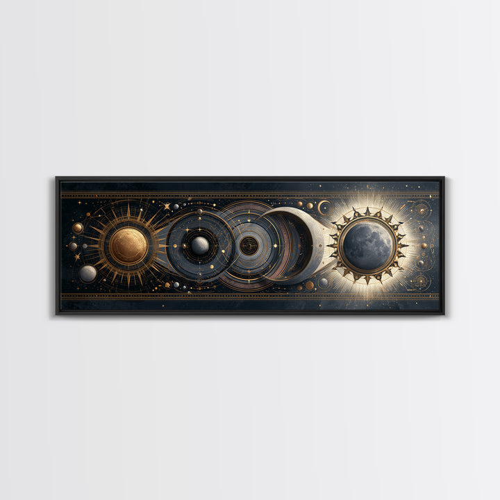 Sun and Moon Spiritual Balance Composition Canvas Print, Spiritual Art, Wallart, Living Room Decor, Fine Art, Spirit, SPI-3x1-96