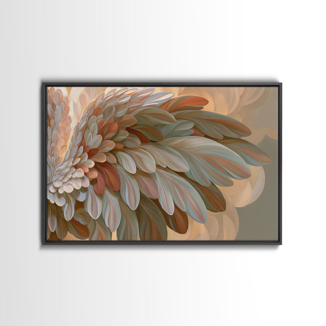 Angel Wings Emerging from Warm Light Framed Canvas Print, Spiritual Art, Christian Wall Art, Living Room Decor, Spirit, SPI-3x2-77