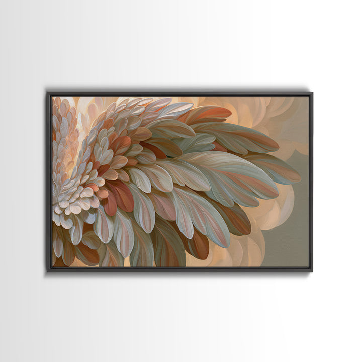 Angel Wings Emerging from Warm Light Framed Canvas Print, Spiritual Art, Christian Wall Art, Living Room Decor, Spirit, SPI-3x2-77