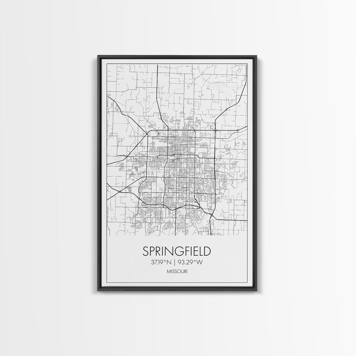 Springfield Street Map, Missouri Map, City Map Print, Modern Wall Art, Wall Art, Canvas Print, Bedroom Wall Décor, Gifts For Couple