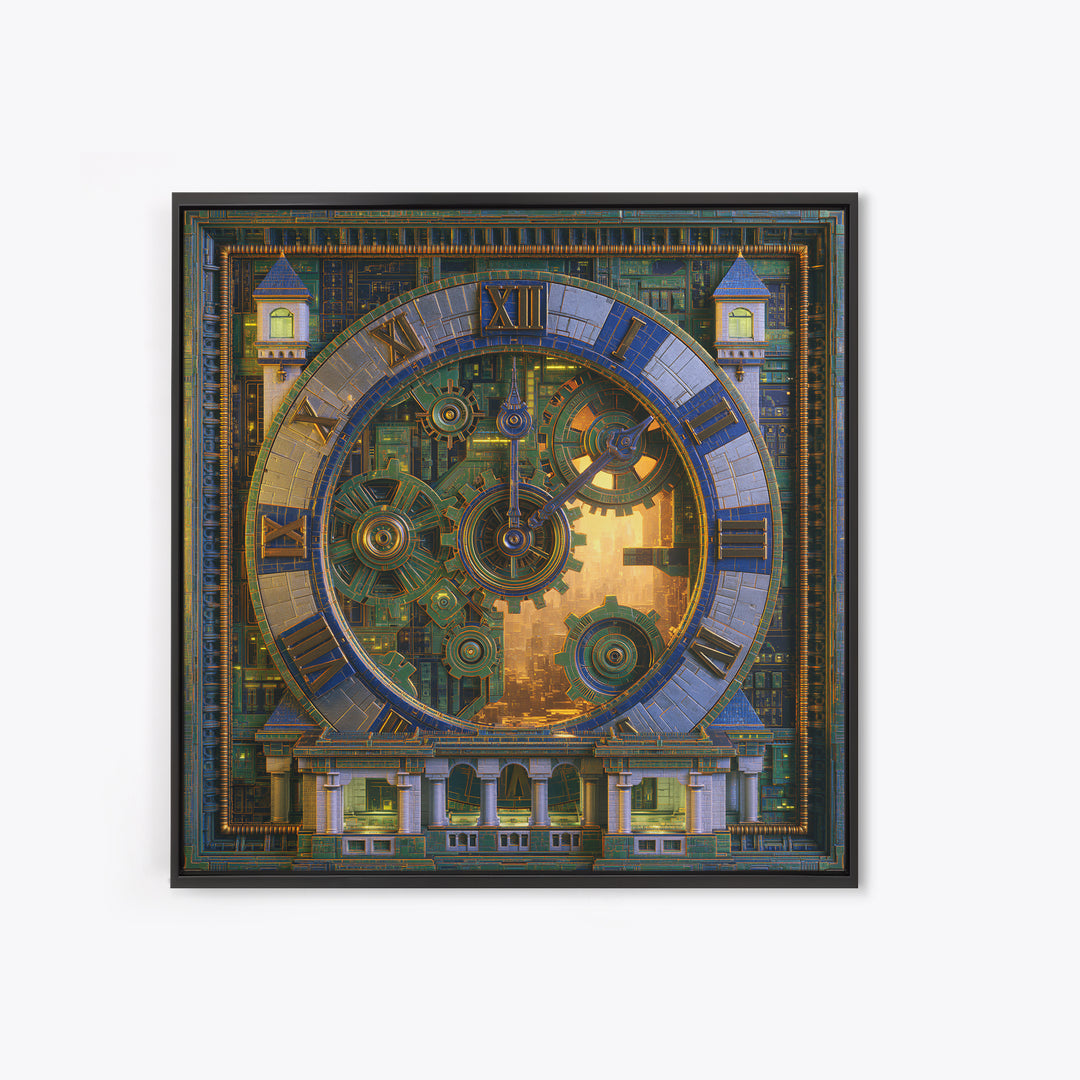Clock Tower Gears Canvas Print, Steampunk Art, Abstract Art Print, Living Room Decor, Watercolor Art, Mechanic, STE-1x1-13