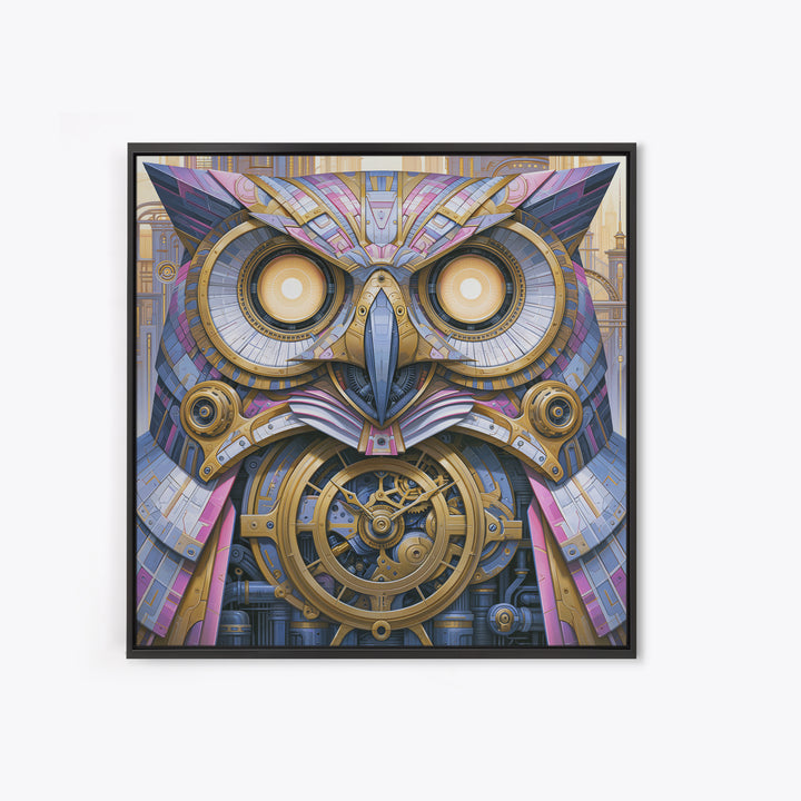 Brass Clockwork Owl Canvas Print, Steampunk Art, Room Decor, Living Room Decor, Fine Art, Mechanic, Original Art, Art Nouveau, STE-1x1-49