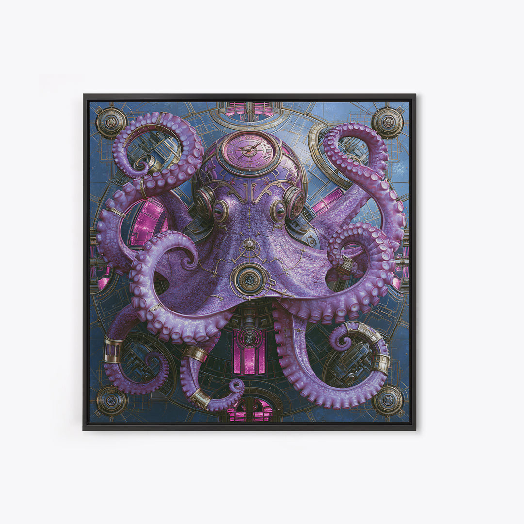 Steampunk Octopus with Brass Tentacles Canvas Print, Steampunk Art, Fine Art Print, Living Room Decor, Fine Art, Mechanic, STE-1x1-5