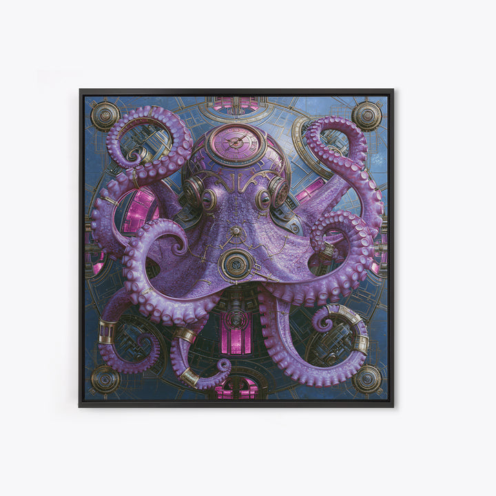 Steampunk Octopus with Brass Tentacles Canvas Print, Steampunk Art, Fine Art Print, Living Room Decor, Fine Art, Mechanic, STE-1x1-5