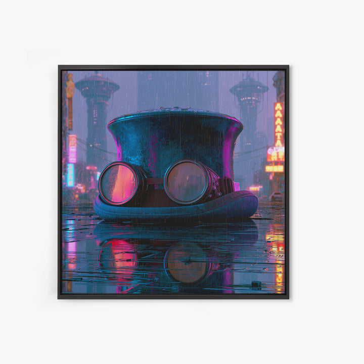 Top Hat and Goggles Still Life Framed Canvas Print, Steampunk Art, Wall Art Print, Living Room Decor, Fine Art, Mechanic, STE-1x1-52