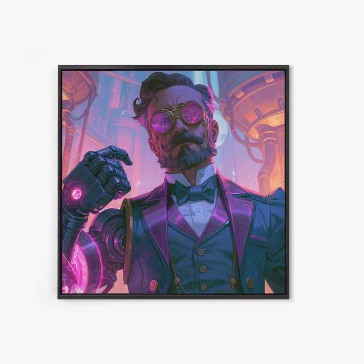 Victorian Inventor Portrait Canvas Print, Steampunk Art, Abstract Art Print, Living Room Decor, Fine Art, Mechanic, STE-1x1-55