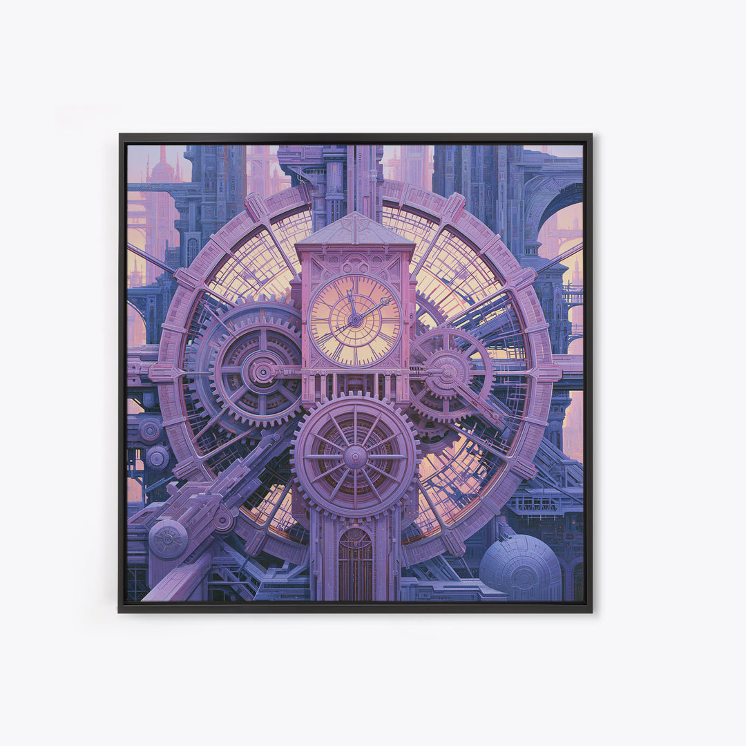 Clock Tower Gears Framed Canvas Print, Steampunk Art, Boho Decor, Living Room Decor, Oil Painting, Mechanic, Art Print, STE-1x1-61