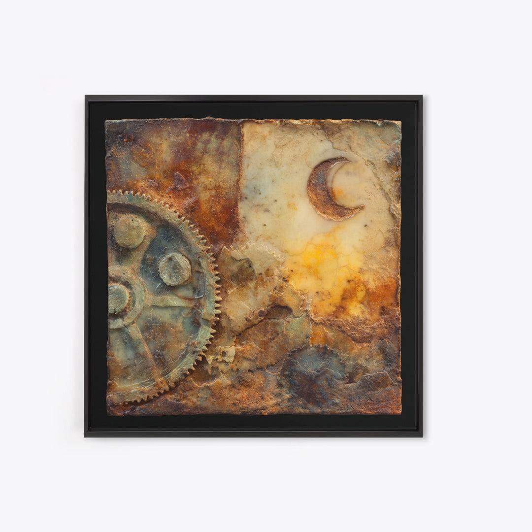 Gear Filled Pocket Watch Framed Canvas Print, Steampunk Art, Fine Art Print, Living Room Decor, Fine Art, Mechanic, Wall Decor, STE-1x1-80