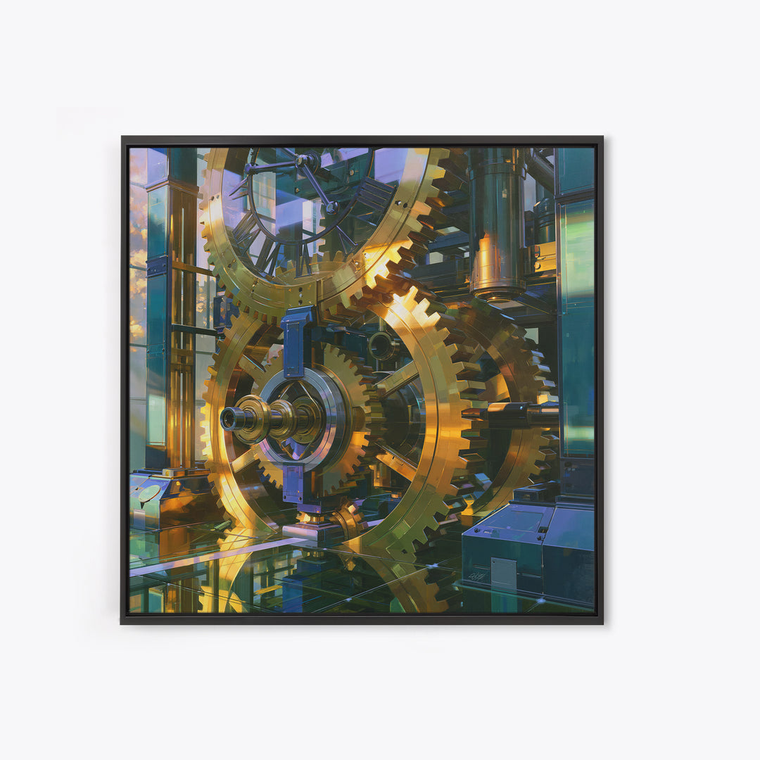 Clock Tower Gears Canvas Print, Steampunk Art, Minimalist Decor, Living Room Decor, Fine Art, Mechanic, Abstract Art, STE-1x1-85