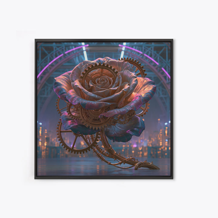 Mechanical Rose Made of Copper Gears Canvas Print, Steampunk Art, Wall Decor, Living Room Decor, Mechanic, Whimsical Decor, STE-1x1-99