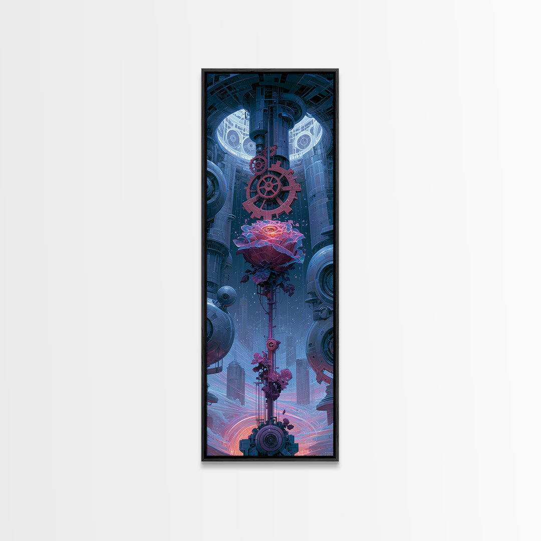 Mechanical Rose Made of Copper Gears Framed Canvas Print, Steampunk Art, Canvas Art, Living Room Decor, Abstract Art, Mechanic, STE-1x3-15