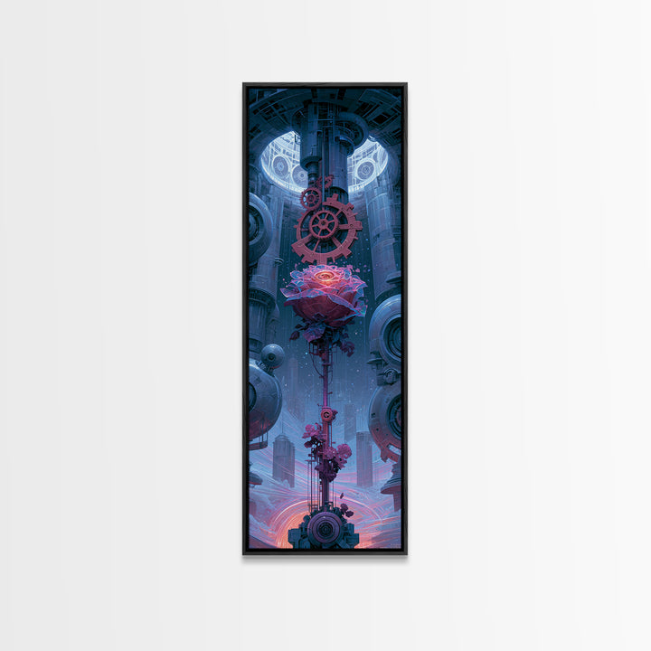 Mechanical Rose Made of Copper Gears Framed Canvas Print, Steampunk Art, Canvas Art, Living Room Decor, Abstract Art, Mechanic, STE-1x3-15