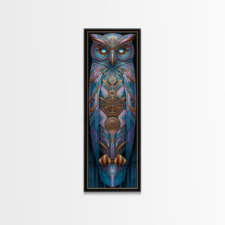 Brass Clockwork Owl Canvas Print, Steampunk Art, Minimalist Decor, Living Room Decor, Fine Art, Mechanic, Abstract Art, STE-1x3-37