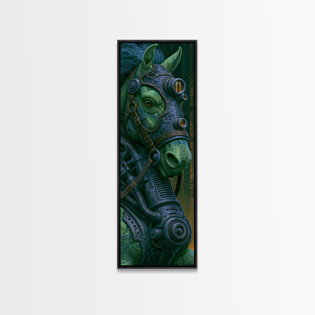 Steam Powered Horse Canvas Print, Steampunk Art, Steampunk Lamp, Living Room Decor, Abstract Art, Mechanic, Textured Painting, STE-1x3-51