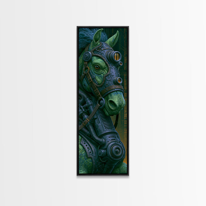 Steam Powered Horse Canvas Print, Steampunk Art, Steampunk Lamp, Living Room Decor, Abstract Art, Mechanic, Textured Painting, STE-1x3-51
