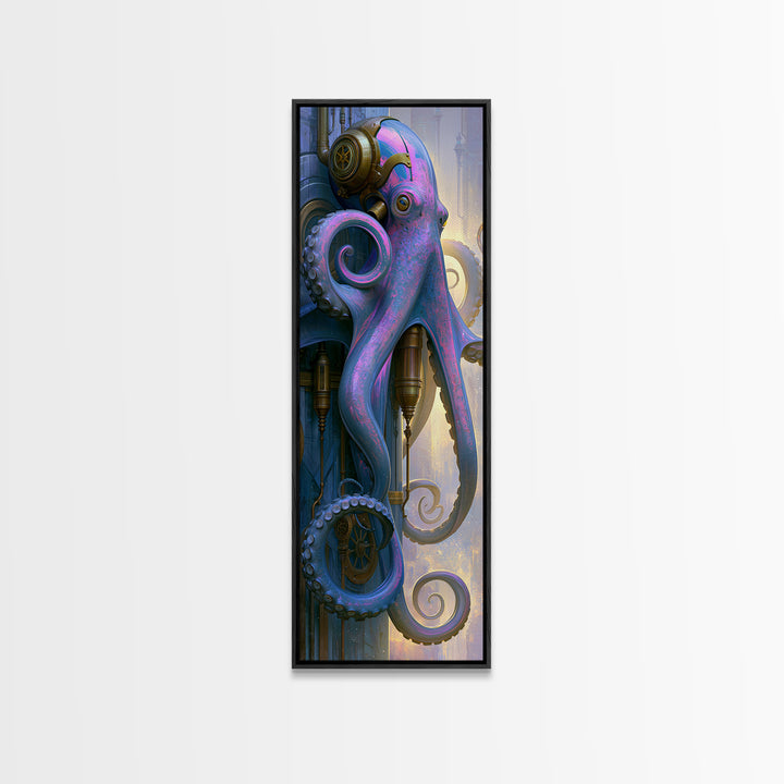 Steampunk Octopus with Brass Tentacles Canvas Print, Steampunk Art, Art Print, Living Room Decor, Fine Art, Mechanic, STE-1x3-65