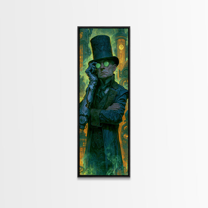 Victorian Inventor Portrait Canvas Print, Steampunk Art, Abstract Art Print, Living Room Decor, Fine Art, Mechanic, STE-1x3-67