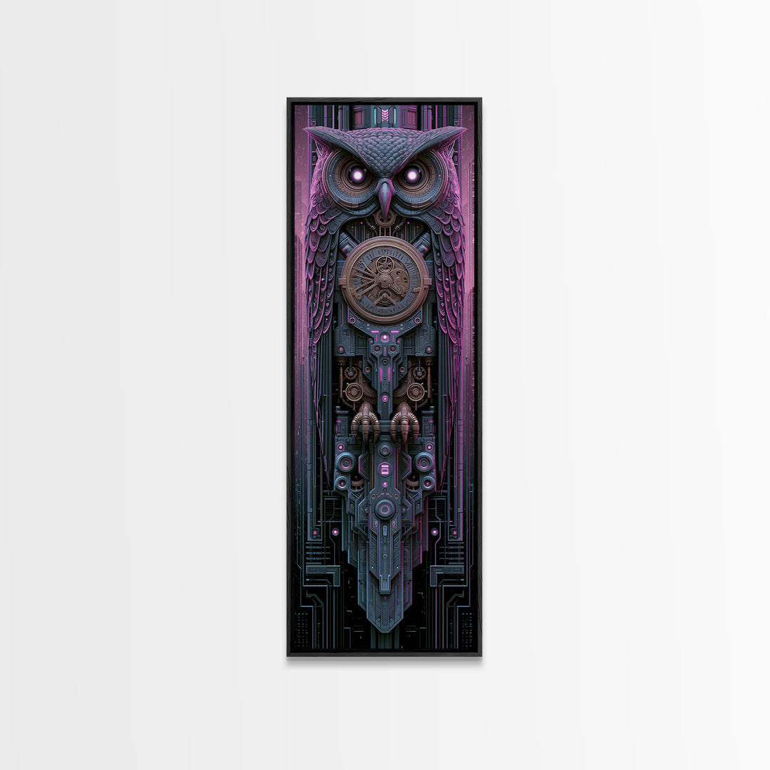 Brass Clockwork Owl Canvas Print, Steampunk Art, Art Nouveau, Living Room Decor, Mechanic, Modern Art, Digital Download Art, STE-1x3-85