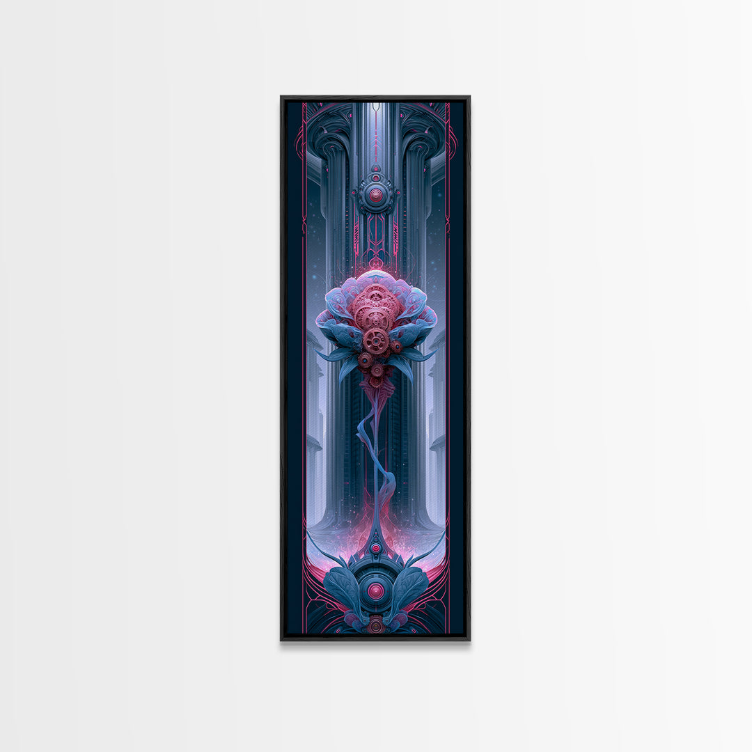 Mechanical Rose Made of Copper Gears Framed Canvas Print, Steampunk Art, Statement Artwork, Living Room Decor, Mechanic, STE-1x3-87