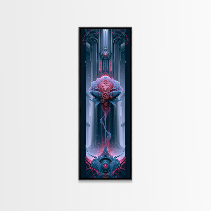 Mechanical Rose Made of Copper Gears Framed Canvas Print, Steampunk Art, Statement Artwork, Living Room Decor, Mechanic, STE-1x3-87